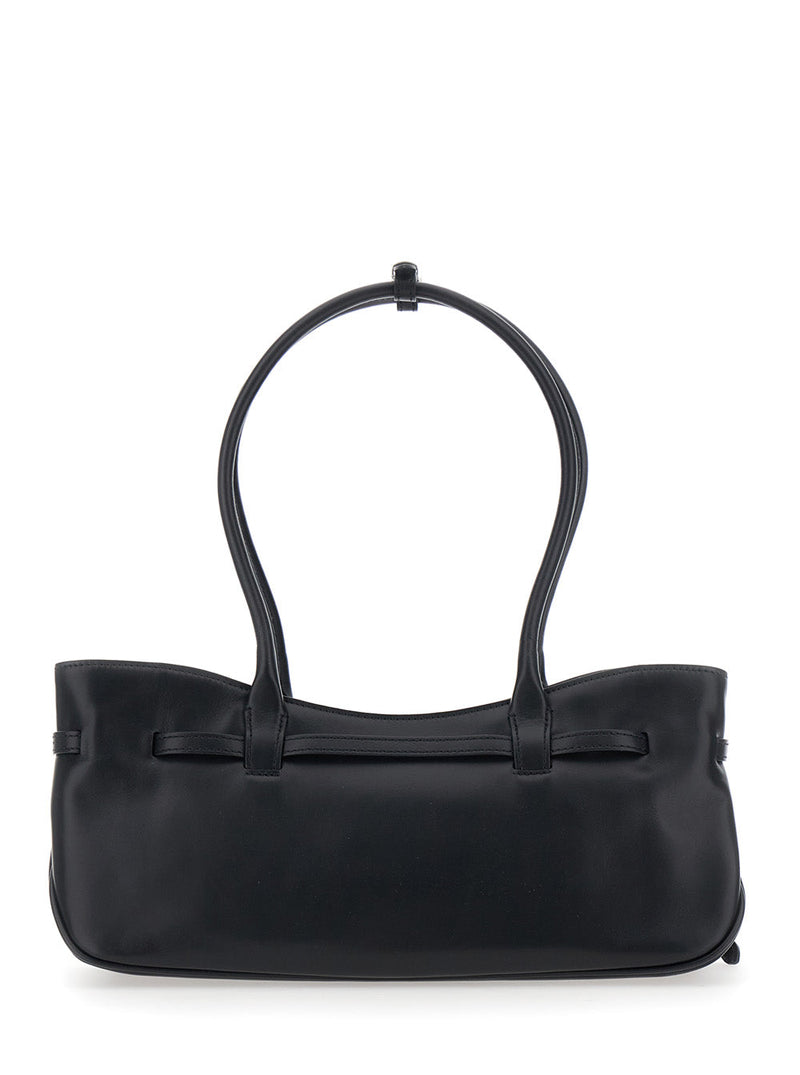 Margesherwood Leather With Knot Detail Shoulder Bag — Black Cow