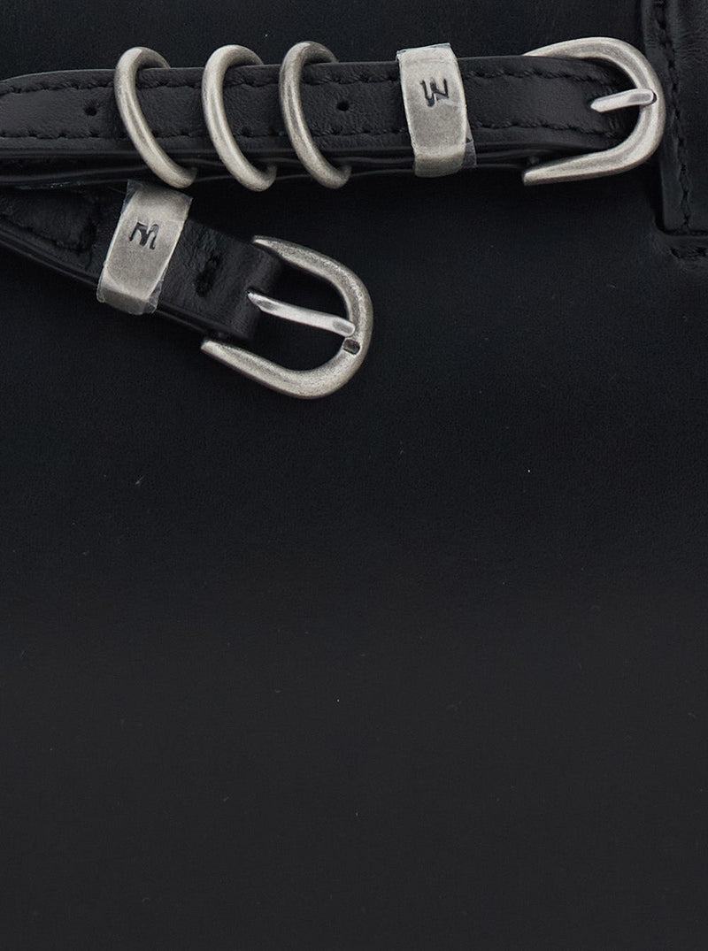 Margesherwood Leather With Knot Detail Shoulder Bag — Black Cow
