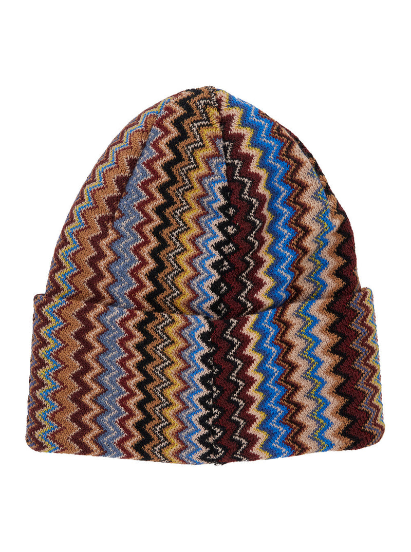Missoni Cprawmua774 Wool-Blend Striped Beanie — Brown Acrylic Beanies