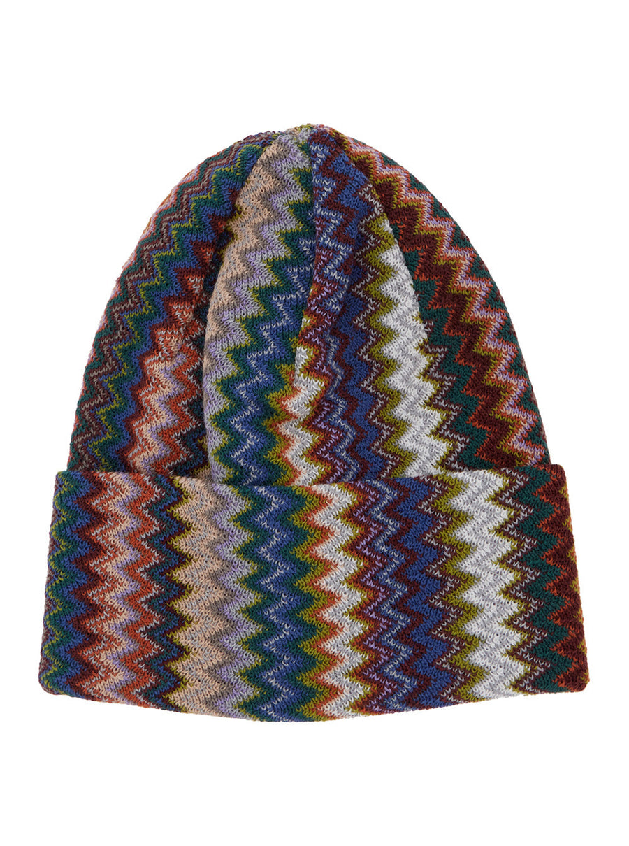 Missoni Cprawmua774 Wool Blend Jacquard Beanie — Brown Acrylic Beanies