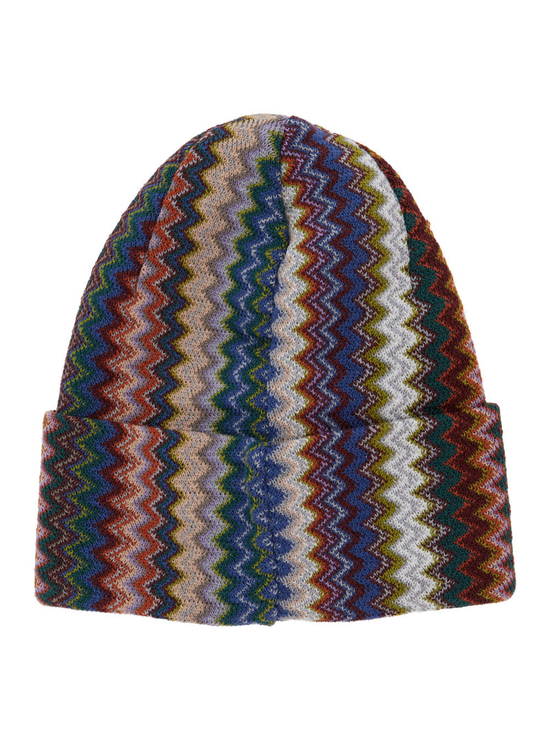 Missoni Cprawmua774 Wool Blend Jacquard Beanie — Brown Acrylic Beanies