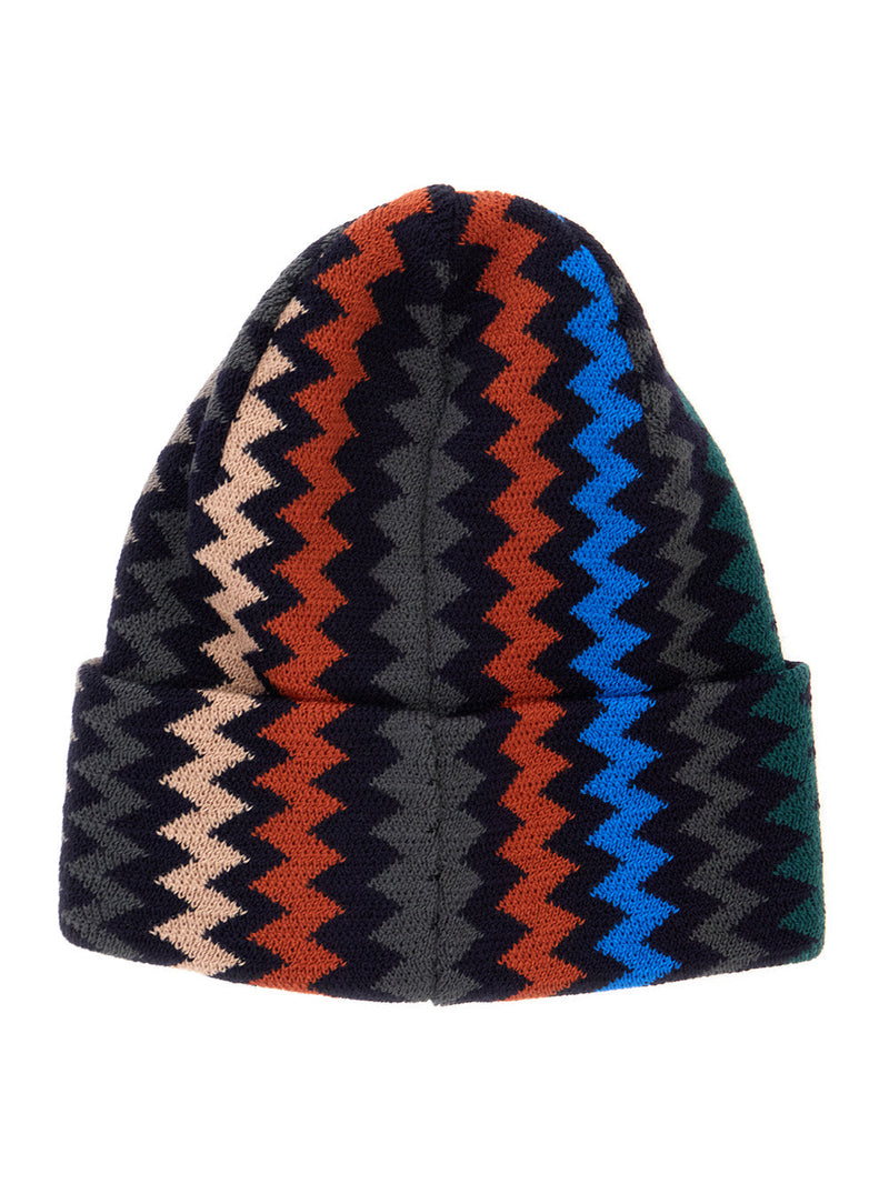 Missoni Cprawmua777 Striped Wool-Acrylic Knit Beanie — Black Beanies
