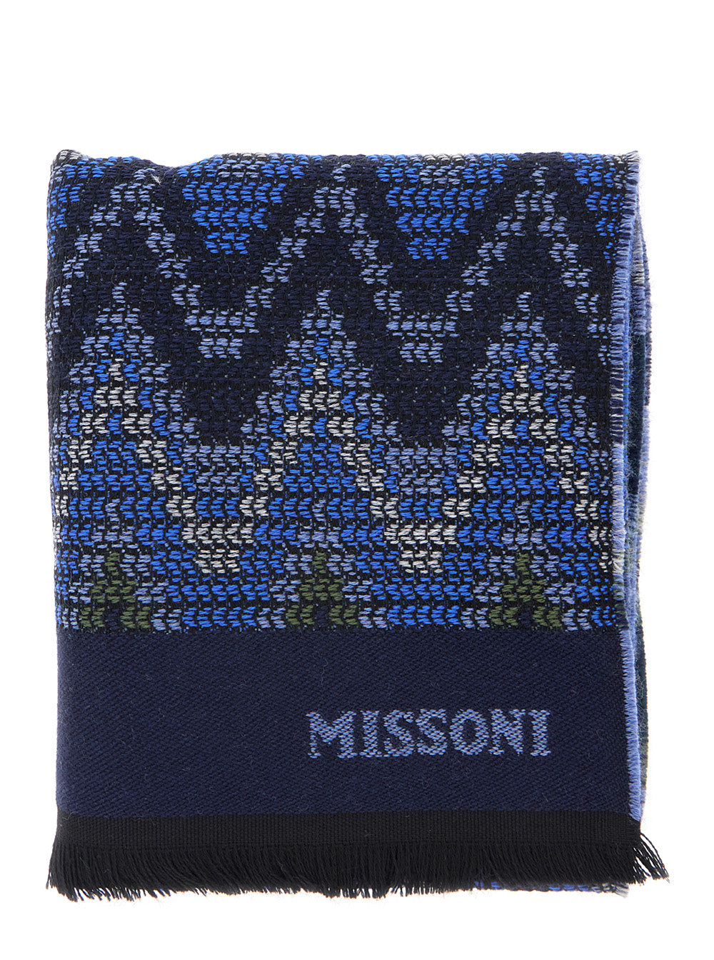 Missoni Jacquard Wool Scarf — Blue Scarfs