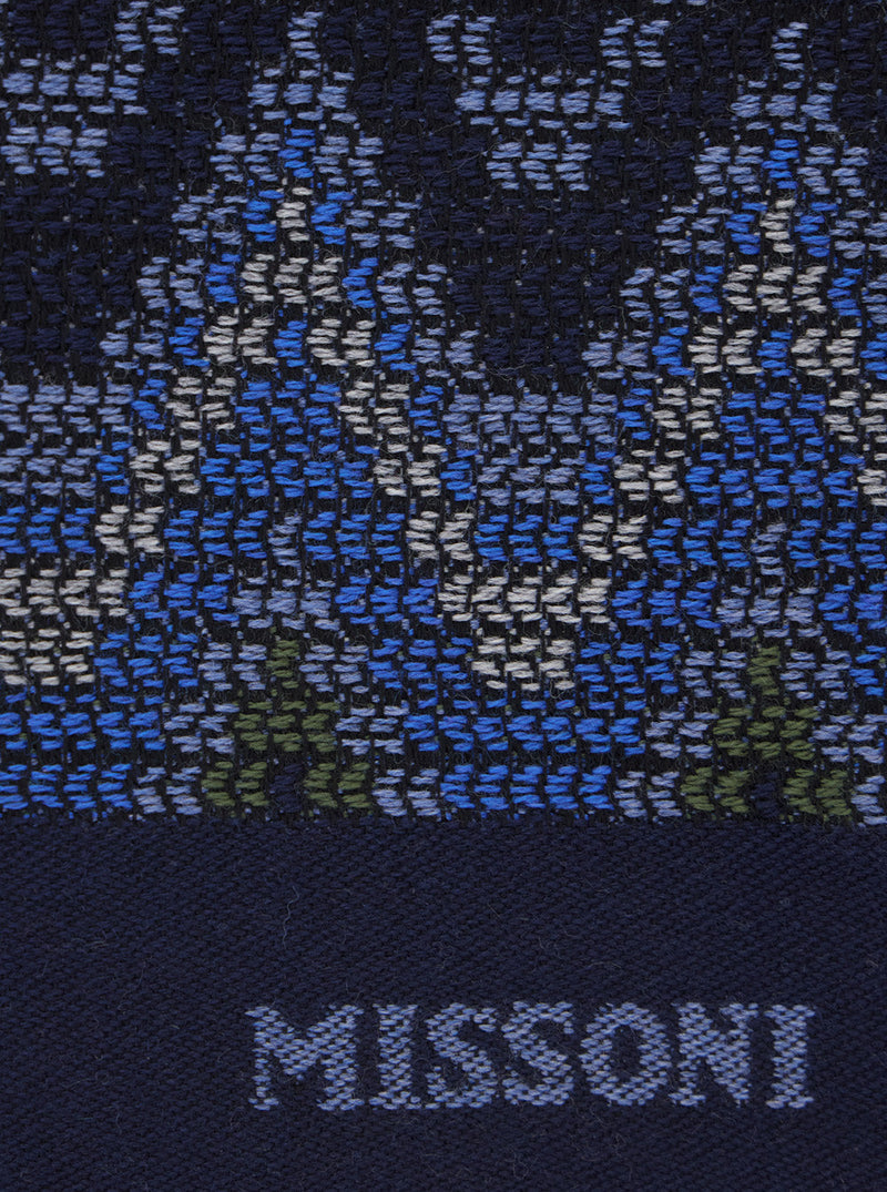 Missoni Jacquard Wool Scarf — Blue Scarfs