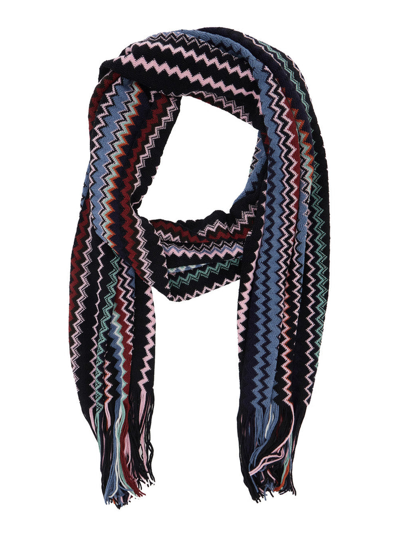 Missoni Chevron Wool-Blend Scarf — Multicolor Acrylic Scarfs