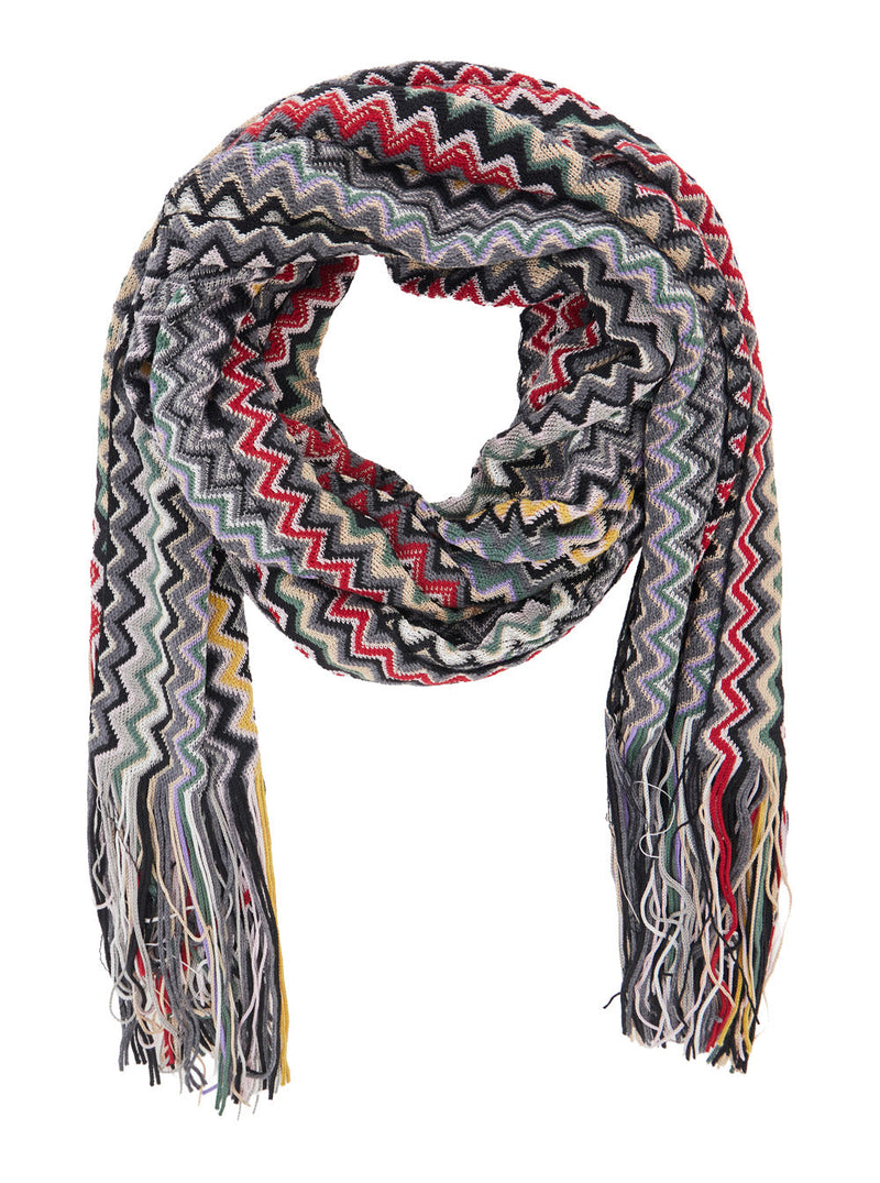 Missoni Chevron Wool-Viscose Blend Scarf — Multicolor Scarfs