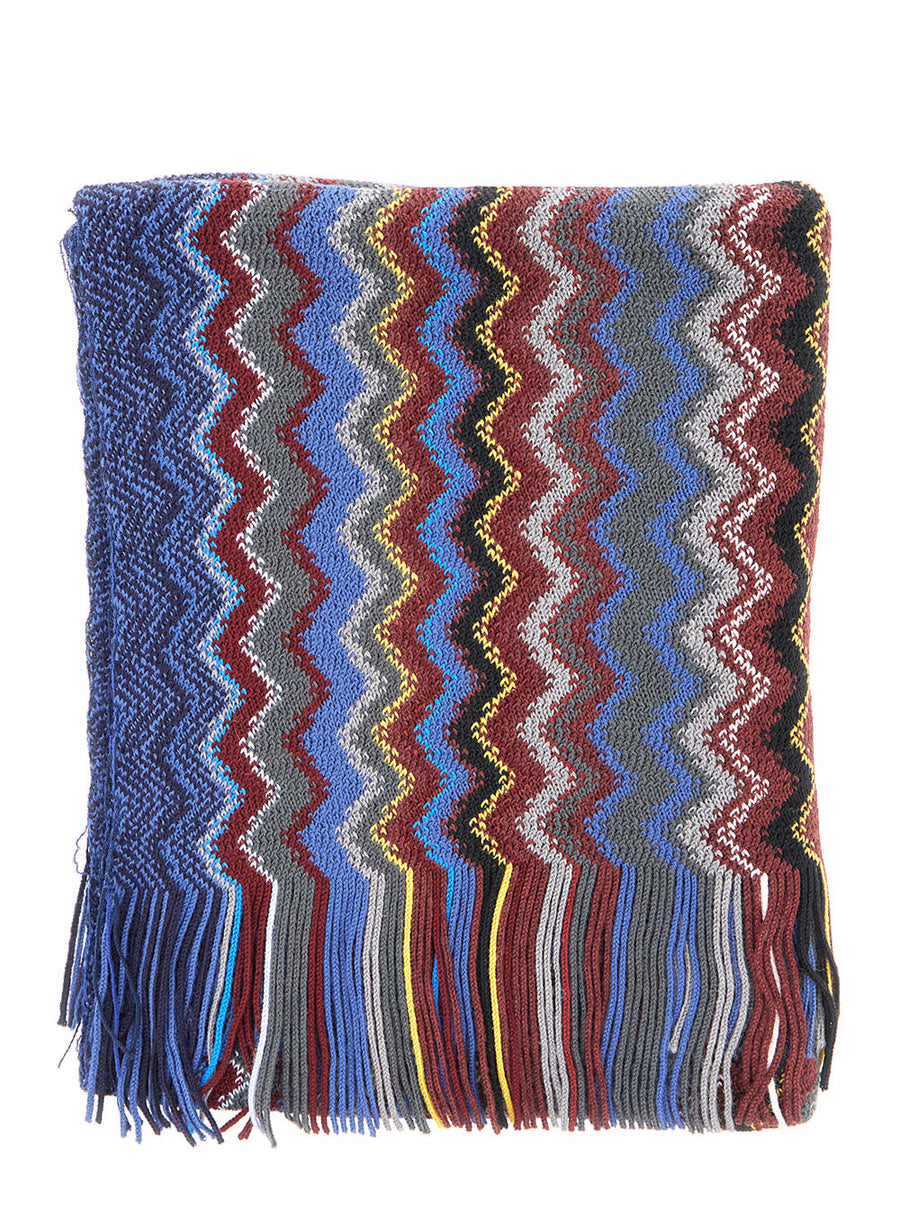 Missoni Chevron-Knit Tech Fabric Scarf — Multicolor Acrylic Scarfs