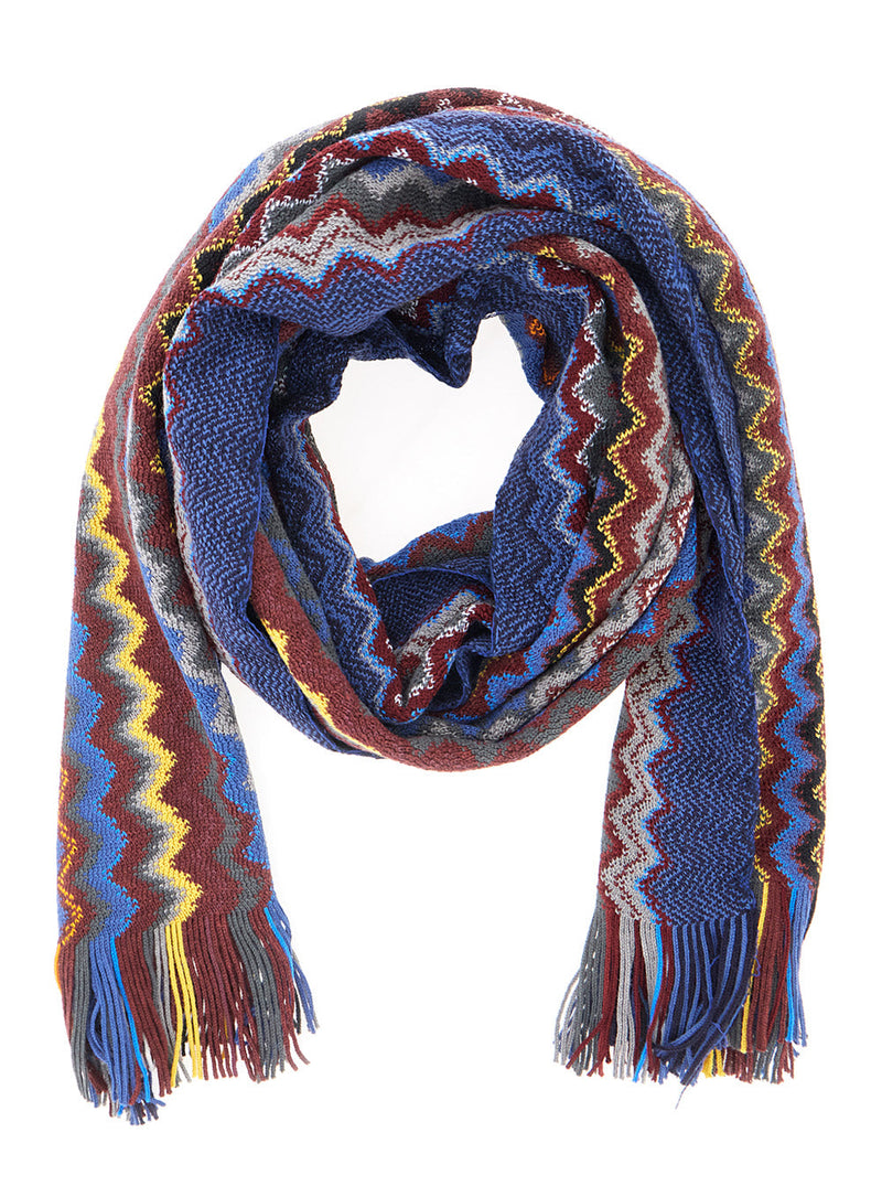 Missoni Chevron-Knit Tech Fabric Scarf — Multicolor Acrylic Scarfs