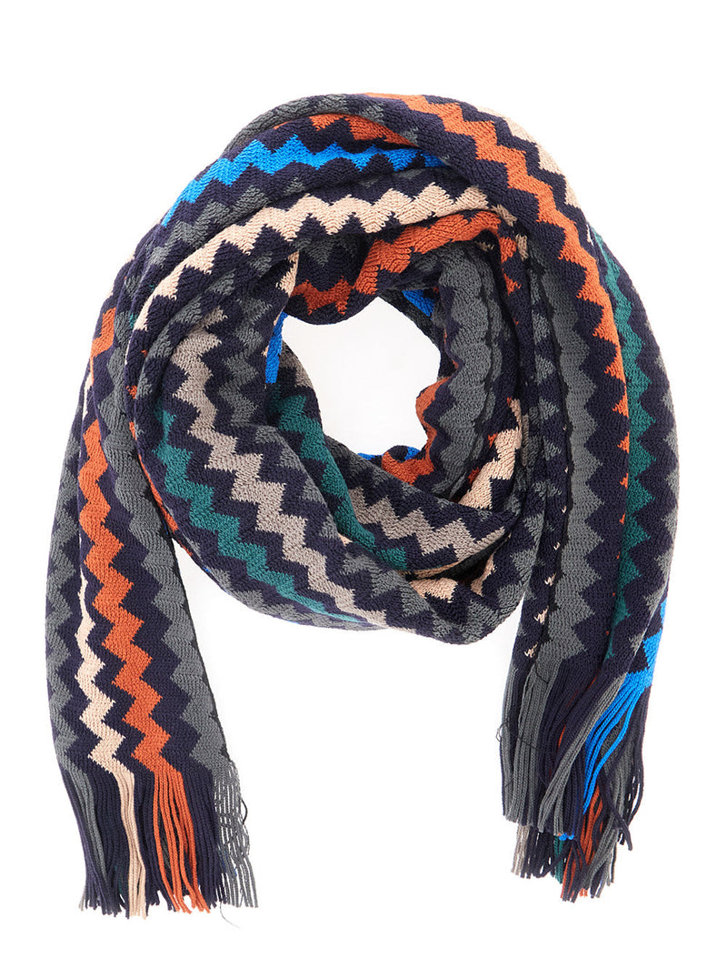 Missoni Zig Zag Wool Blend Scarf — Black Acrylic Scarfs