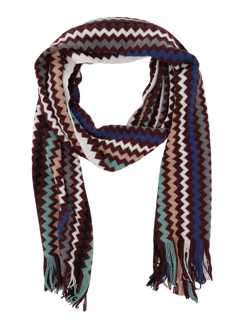 Missoni Zig-Zag Knit Scarf — Multicolor Acrylic Scarfs