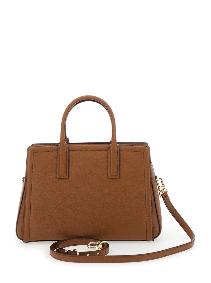 Michael Michael Kors Structured Leather Top Handle Bag — Brown Cow