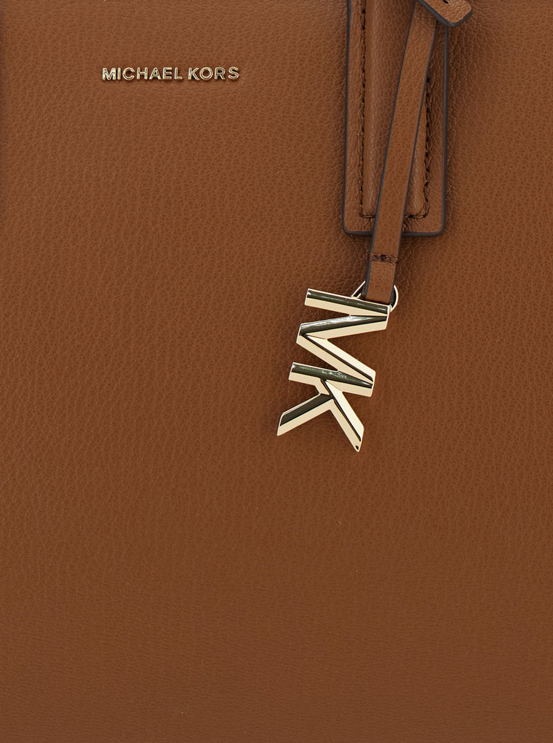 Michael Michael Kors Structured Leather Top Handle Bag — Brown Cow