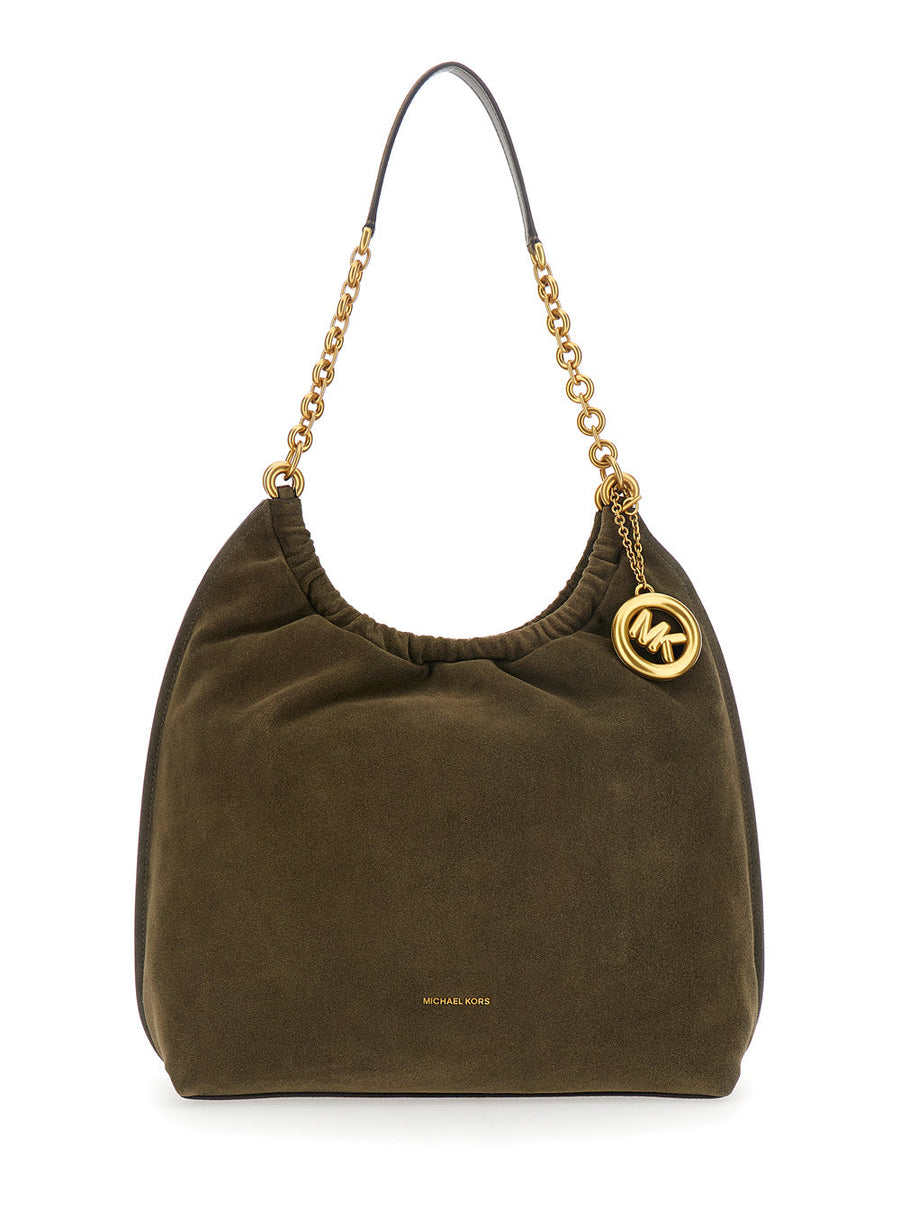Michael Michael Kors Suede Shoulder Bag — Green Cow Leather