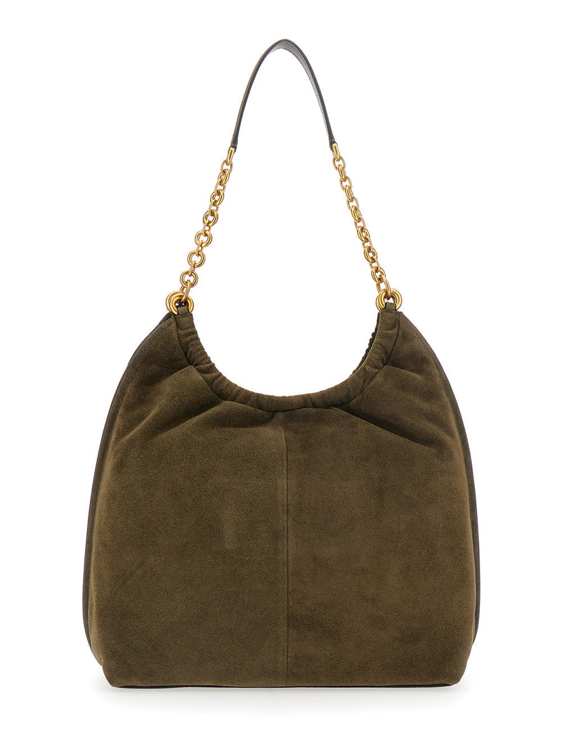 Michael Michael Kors Suede Shoulder Bag — Green Cow Leather