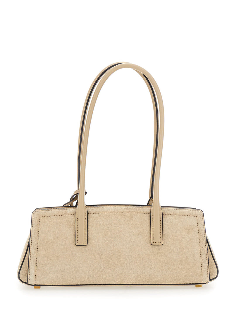 Michael Michael Kors Suede Shoulder Bag — Beige Cowhide Leather