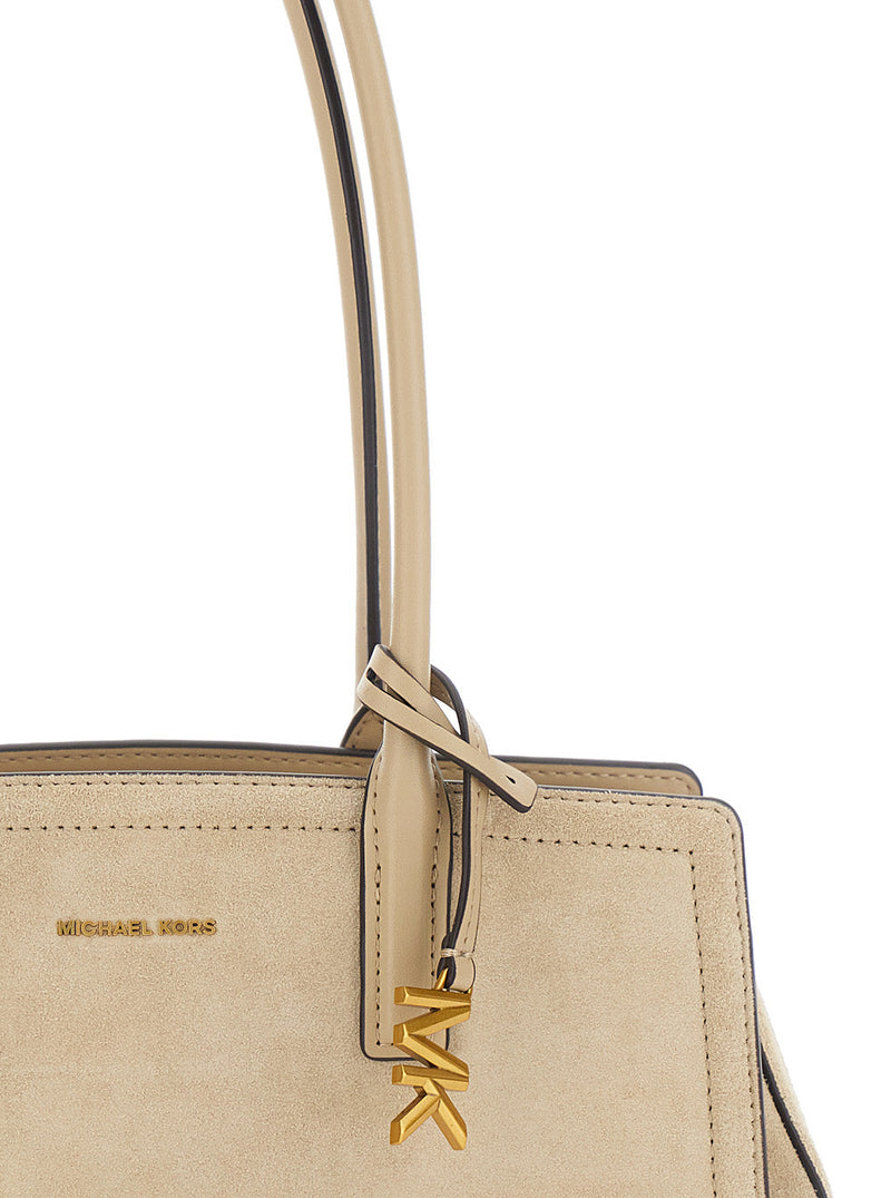 Michael Michael Kors Suede Shoulder Bag — Beige Cowhide Leather