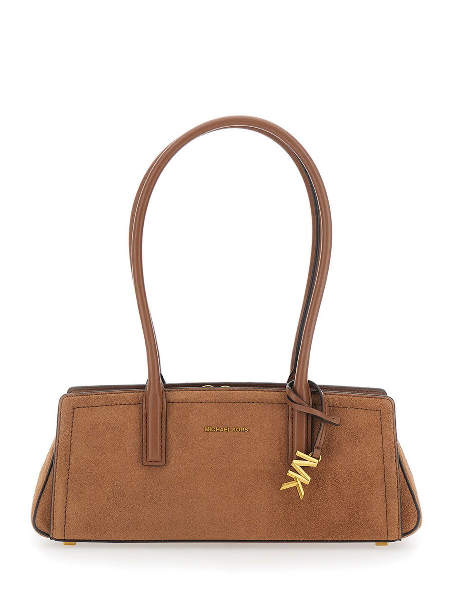 Michael Michael Kors Suede Shoulder Bag — Brown Cowhide Leather