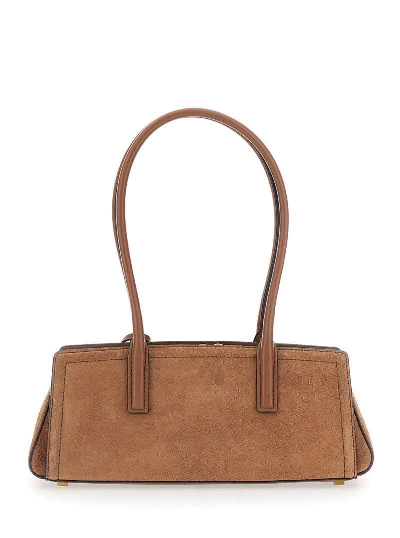 Michael Michael Kors Suede Shoulder Bag — Brown Cowhide Leather