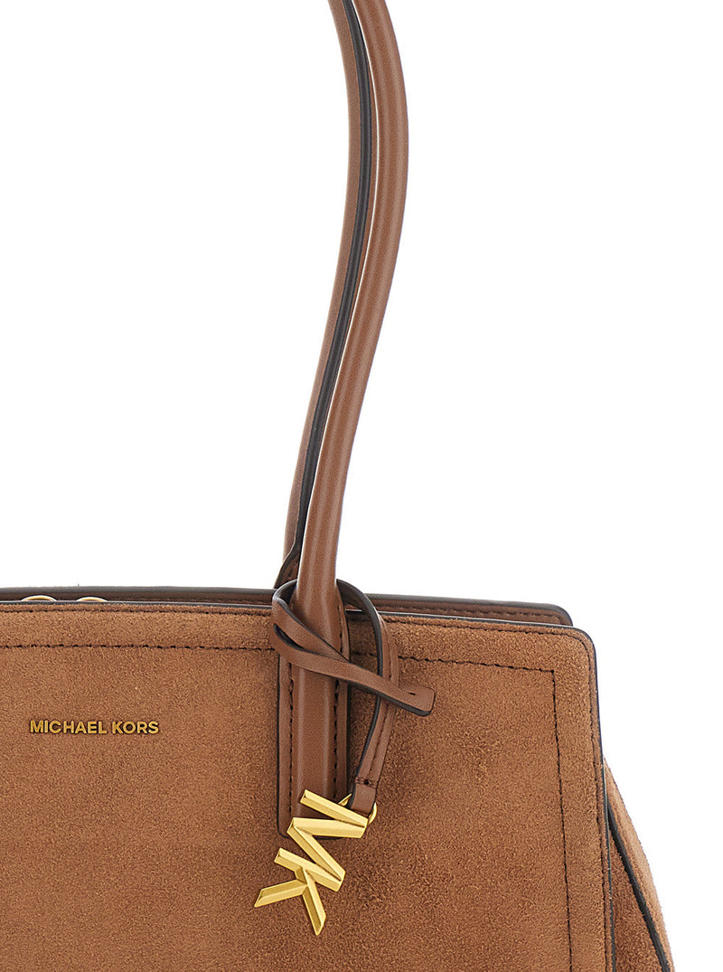 Michael Michael Kors Suede Shoulder Bag — Brown Cowhide Leather