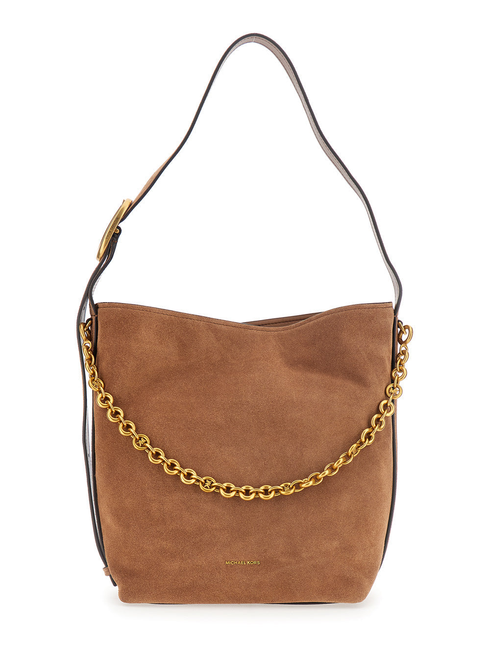 Michael Michael Kors Suede With Chain Detail Shoulder Bag — Brown Cow Leather