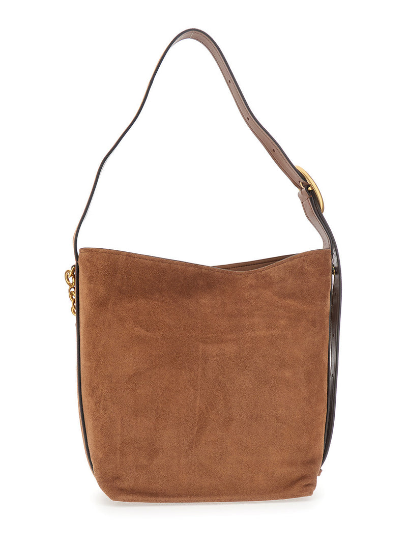 Michael Michael Kors Suede With Chain Detail Shoulder Bag — Brown Cow Leather