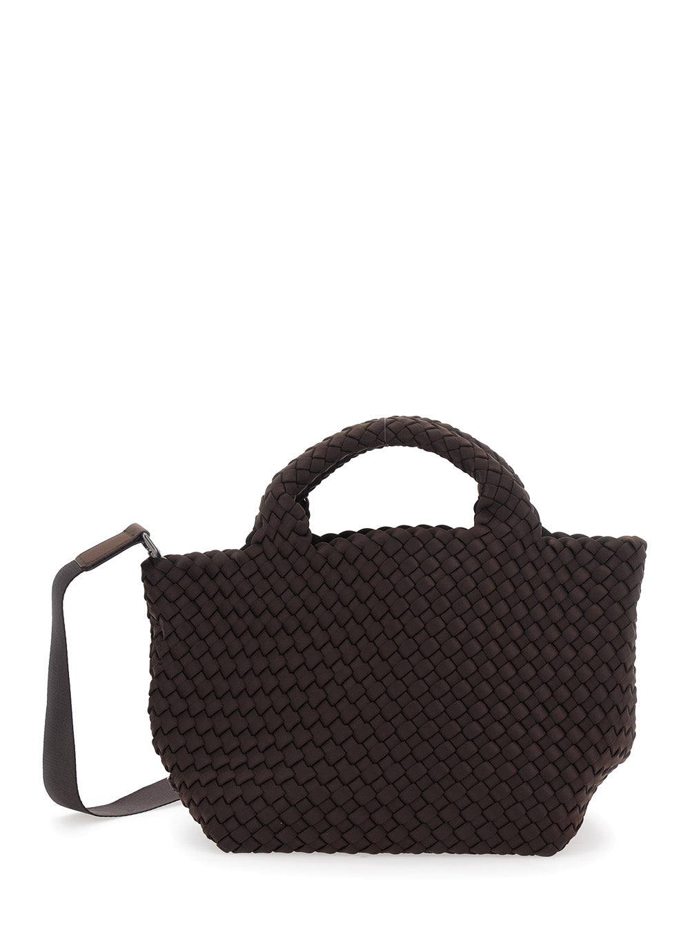 Naghedi Intrecciato Woven Ecoleather Shoulder Bag — Brown