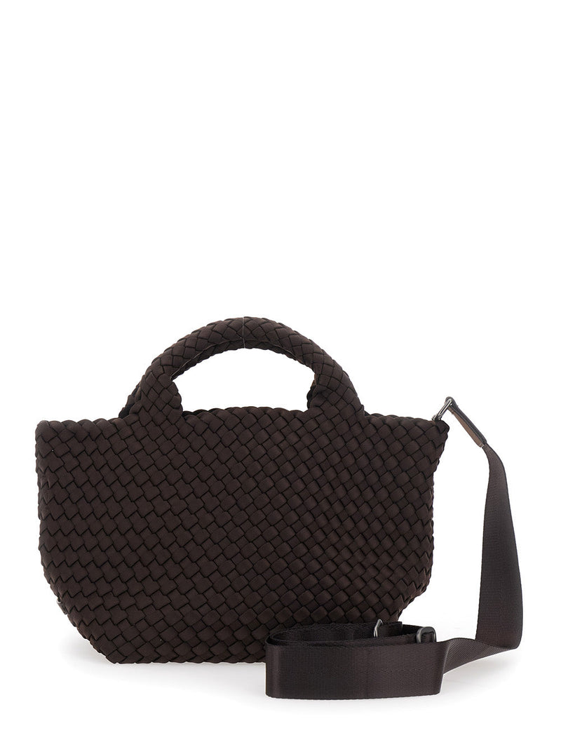 Naghedi Intrecciato Woven Ecoleather Shoulder Bag — Brown
