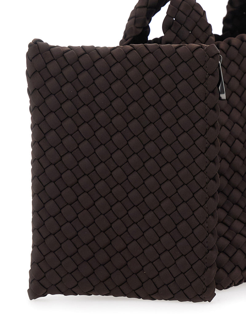 Naghedi Intrecciato Woven Ecoleather Shoulder Bag — Brown