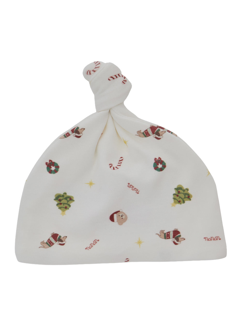 Nanán I26027 Christmas-Embroidered Cotton Winter Hat — White