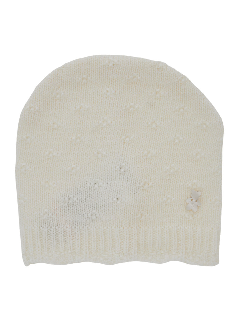 Nanán I26465 Viscose-Wool Blend Knit Beanie — White Beanies