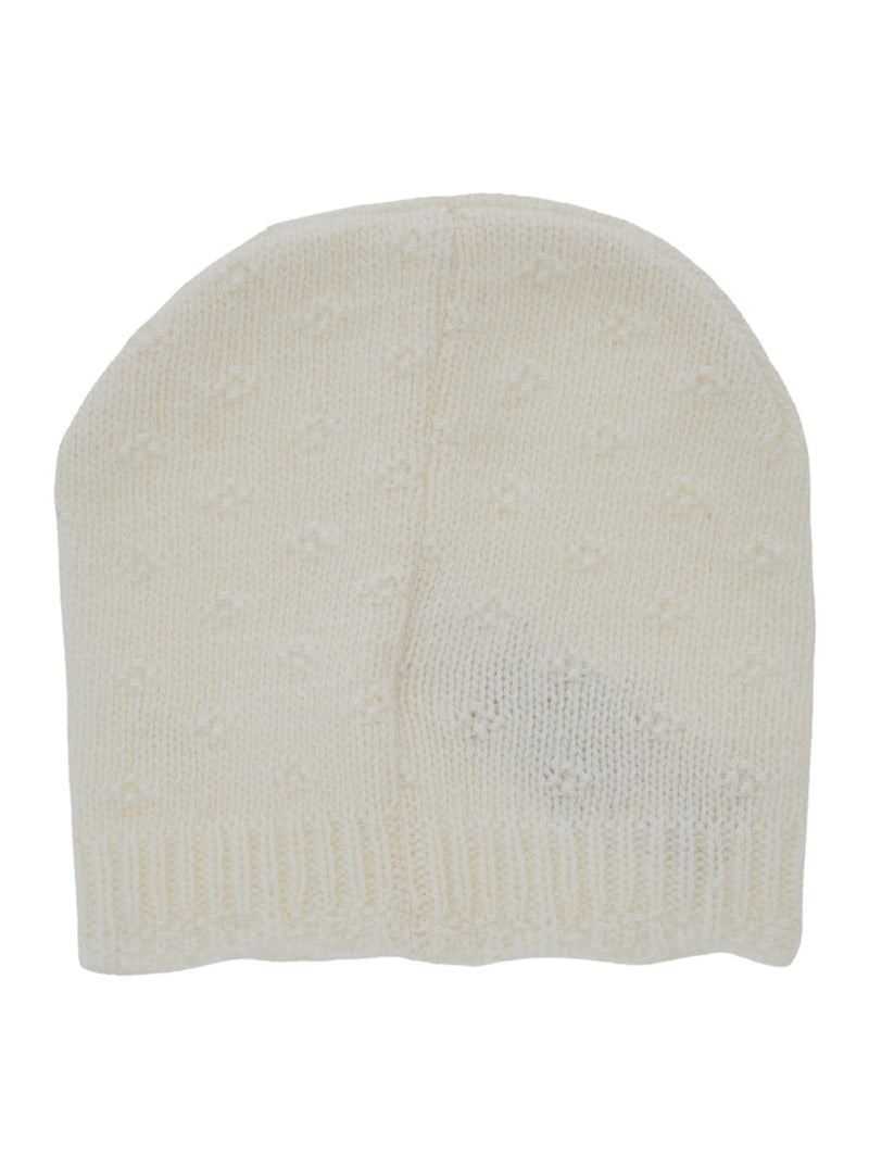 Nanán I26465 Viscose-Wool Blend Knit Beanie — White Beanies