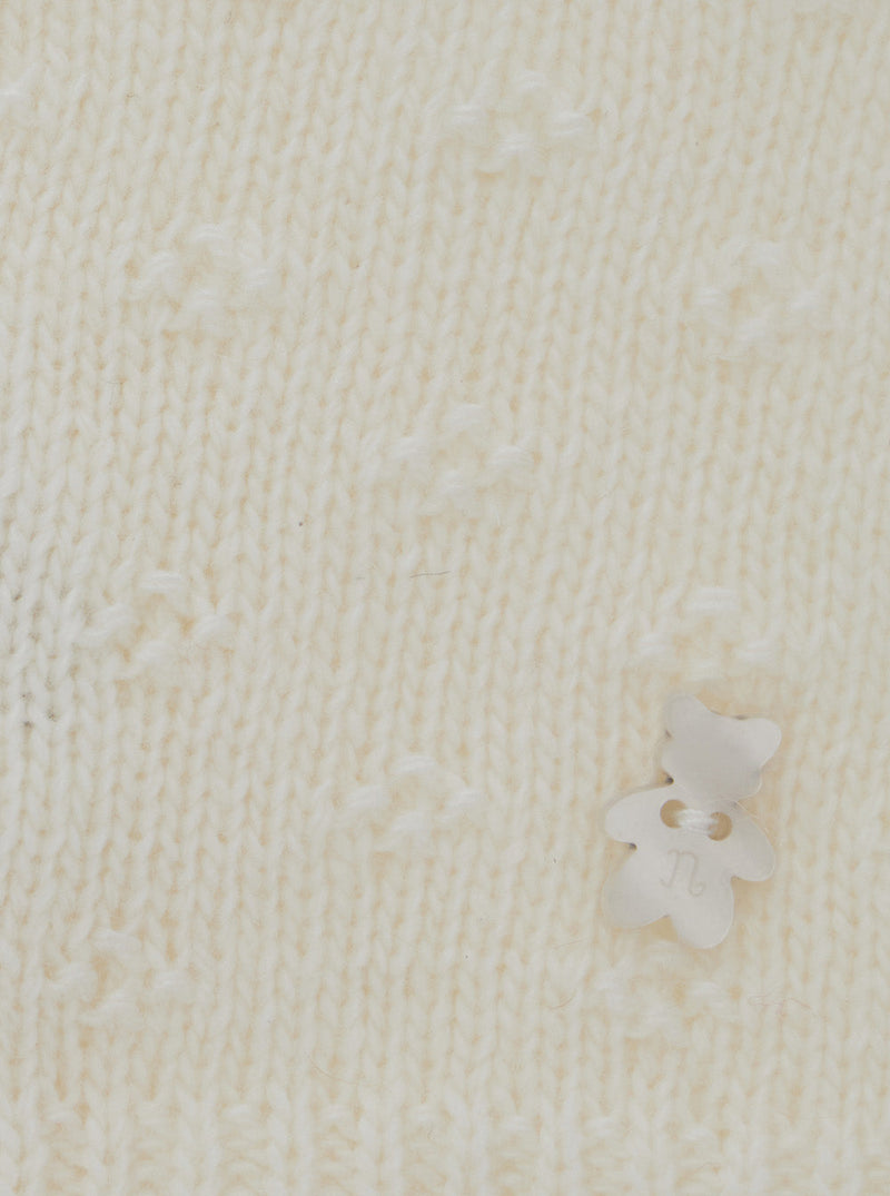 Nanán I26465 Viscose-Wool Blend Knit Beanie — White Beanies