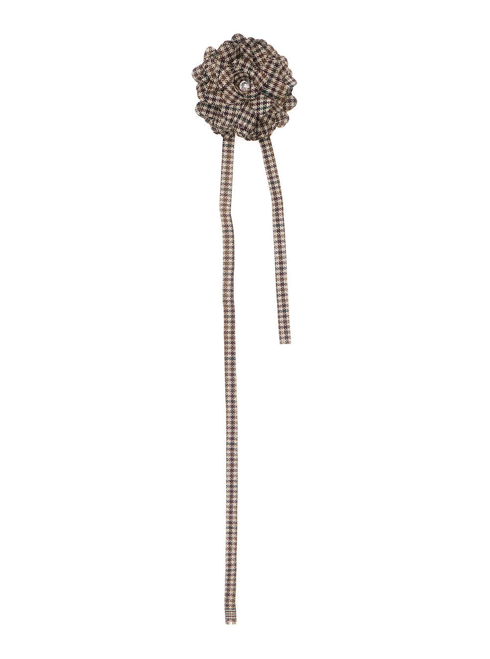 Nanán Checkered Flower Hair Clip — Brown Polyester Pins Claws & Clips