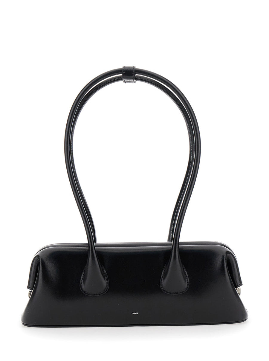 Osoi Boat Wide Shoulder Bag — Black Leather