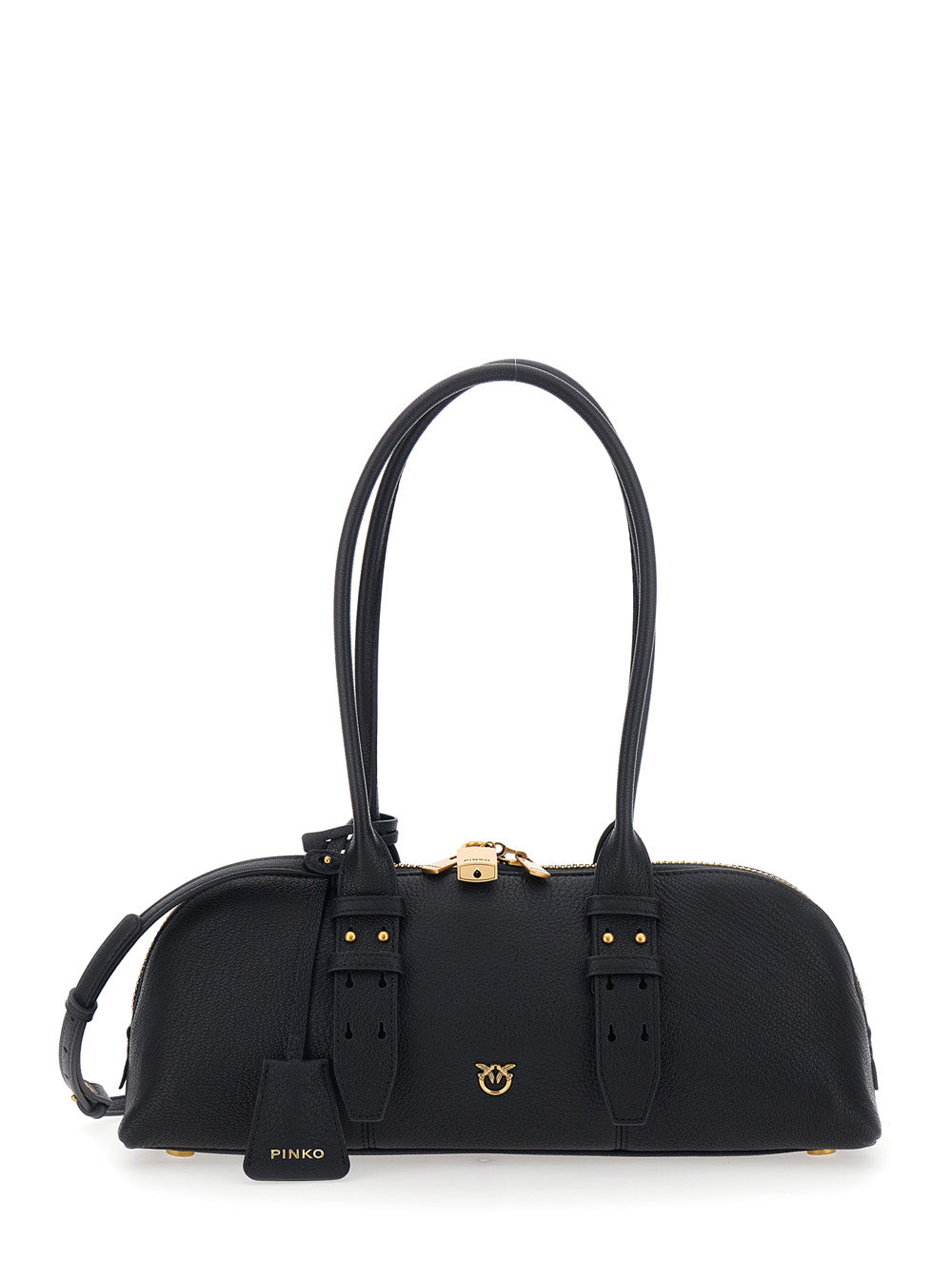 Pinko Leather Bowling Shoulder Bag — Black