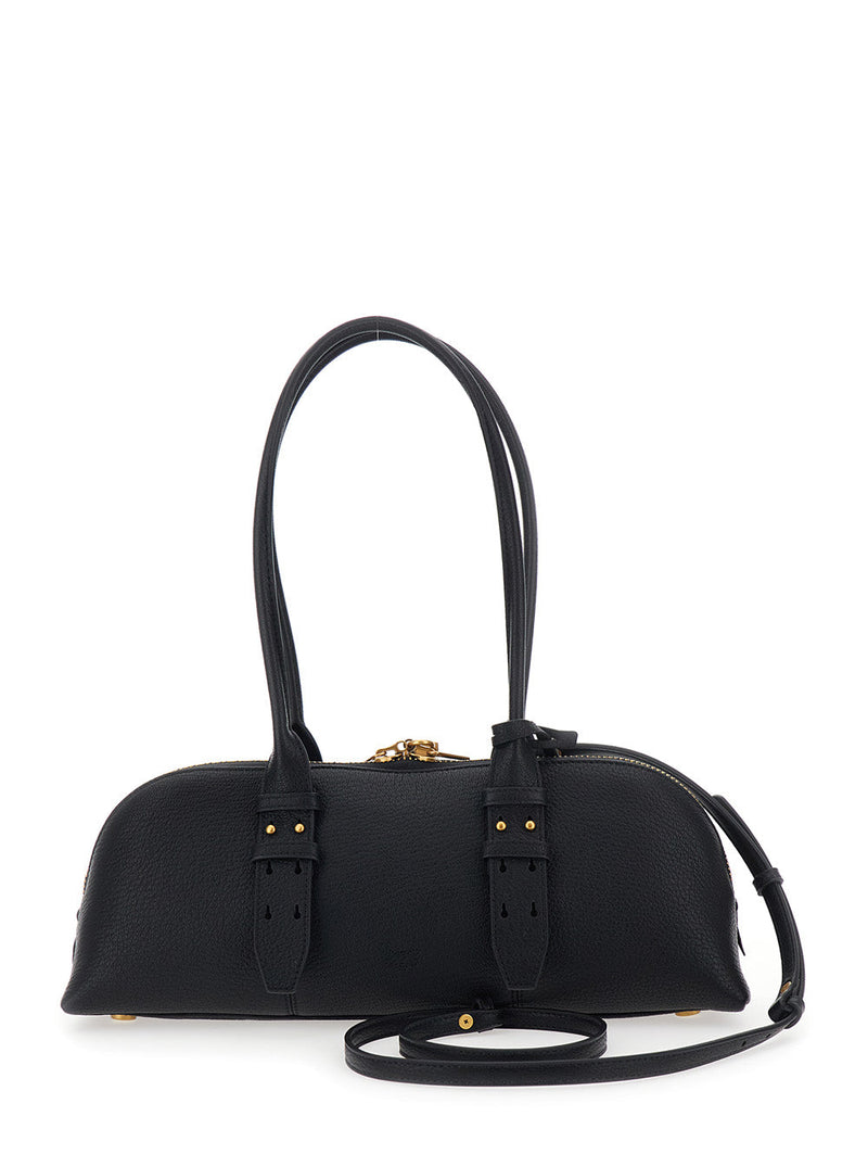 Pinko Leather Bowling Shoulder Bag — Black