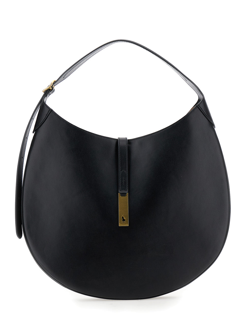 Polo Ralph Lauren Smooth Leather Shoulder Bag — Black Cow