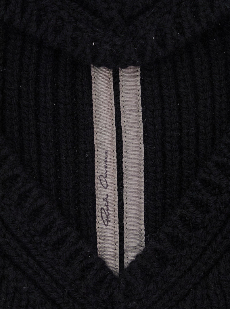 Rick Owens Ru02f4490 Beanie — Black Tech Fabric With Leather Trim Beanies