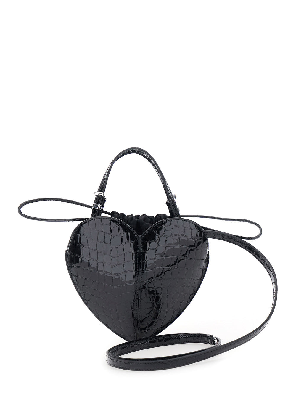 Rotate Birger Christensen Heart-Shaped Patent Leather Clutch — Black