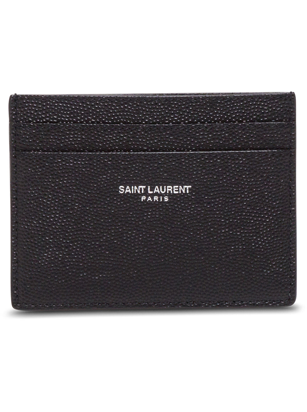Saint Laurent Embossed Logo Calfskin Card Case — Black Cases