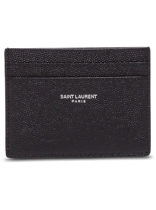 Saint Laurent Embossed Logo Calfskin Card Case — Black Cases