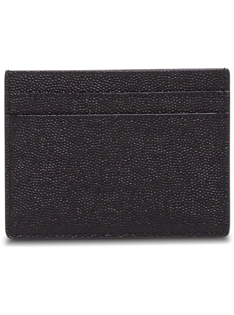 Saint Laurent Embossed Logo Calfskin Card Case — Black Cases
