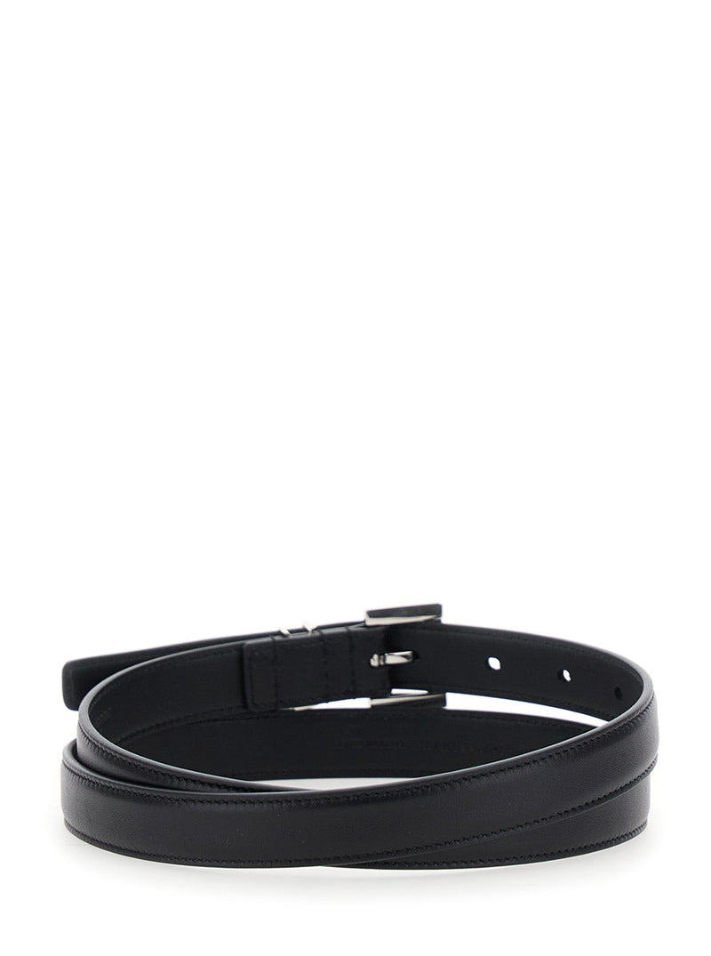 Saint Laurent Cassandre Belt — Black Leather