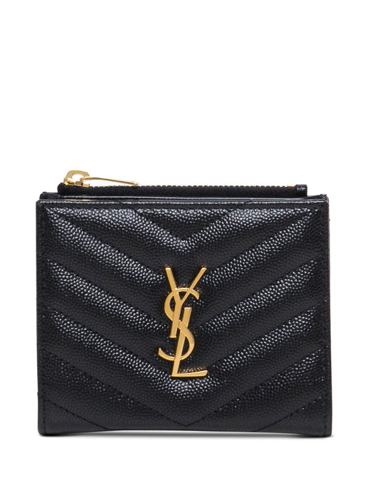 Saint Laurent Chevron Wallet — Black Calfskin
