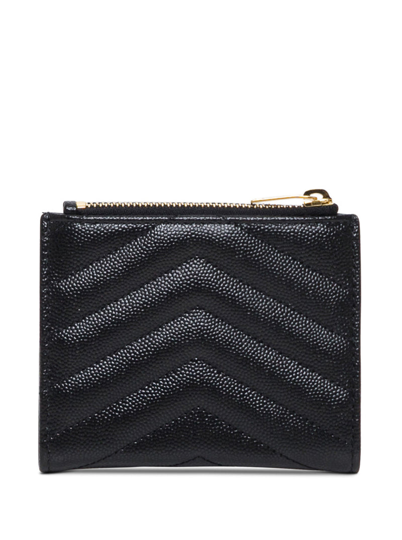 Saint Laurent Chevron Wallet — Black Calfskin