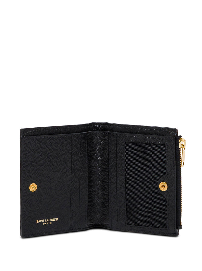 Saint Laurent Chevron Wallet — Black Calfskin