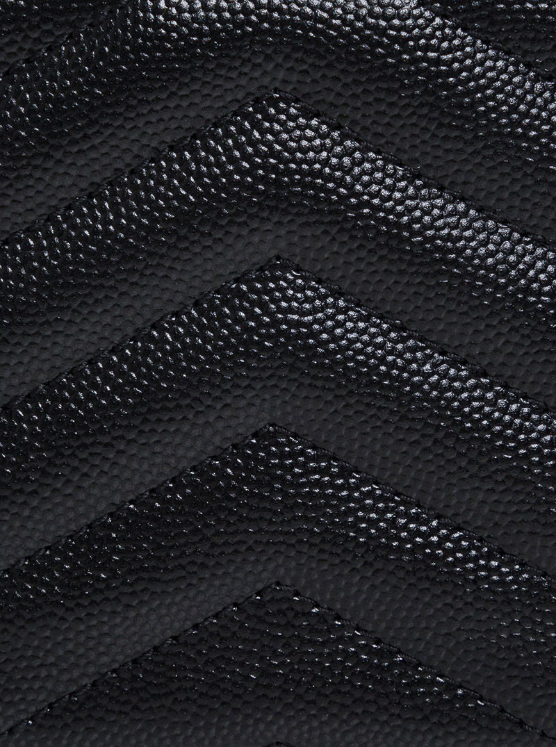 Saint Laurent Chevron Wallet — Black Calfskin