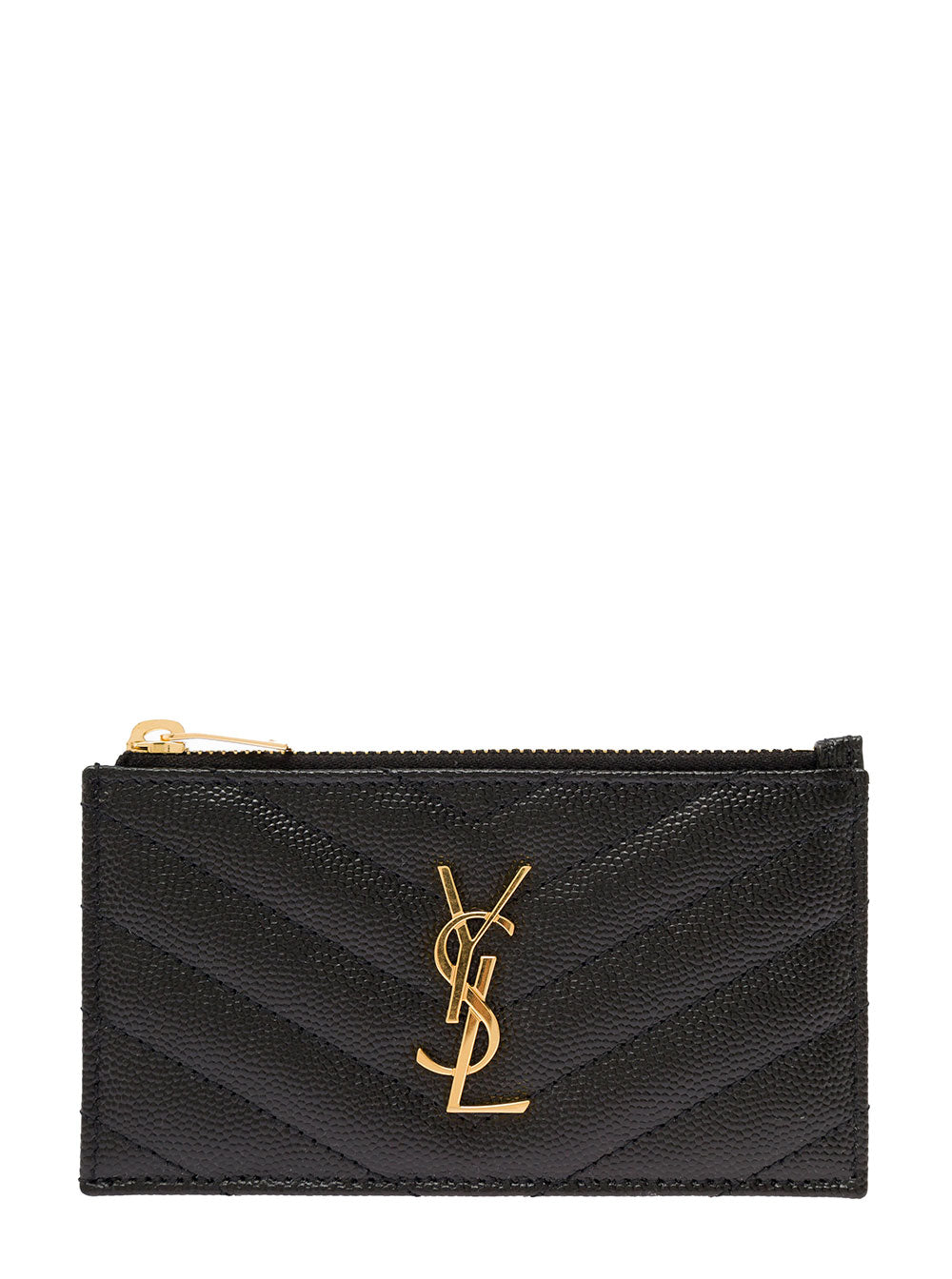 Saint Laurent Cassandre Card Case — Black Calfskin Leather Cases
