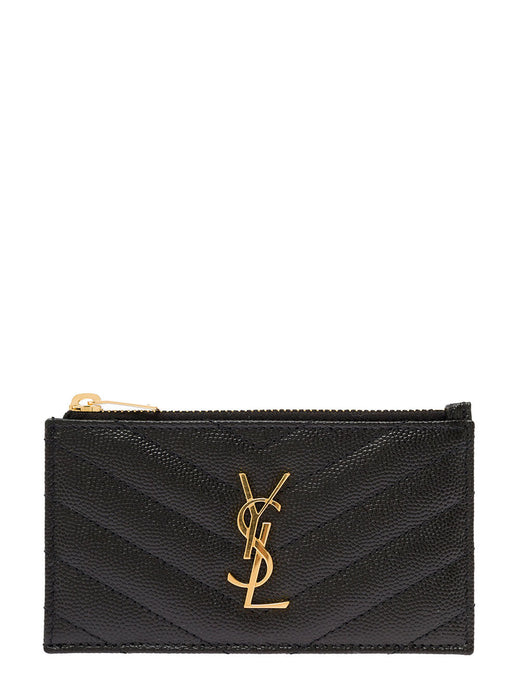 Saint Laurent Cassandre Card Case — Black Calfskin Leather Cases