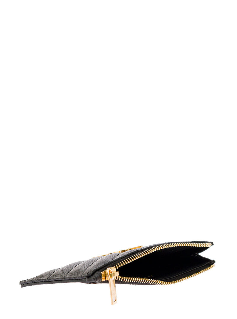 Saint Laurent Cassandre Card Case — Black Calfskin Leather Cases